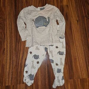 5 For $25 Wonder Nation Tan and Gray Elephant Outfit Footed Pants Size 6-9M